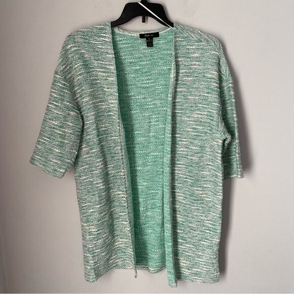 Style & Co Women’s Tweed Green Open Front 3/4 Sleeve Duster Cardigan S - Picture 1 of 3